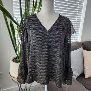 A new day Black Gold ruffle long sleeve blouse size Large. Great condition.